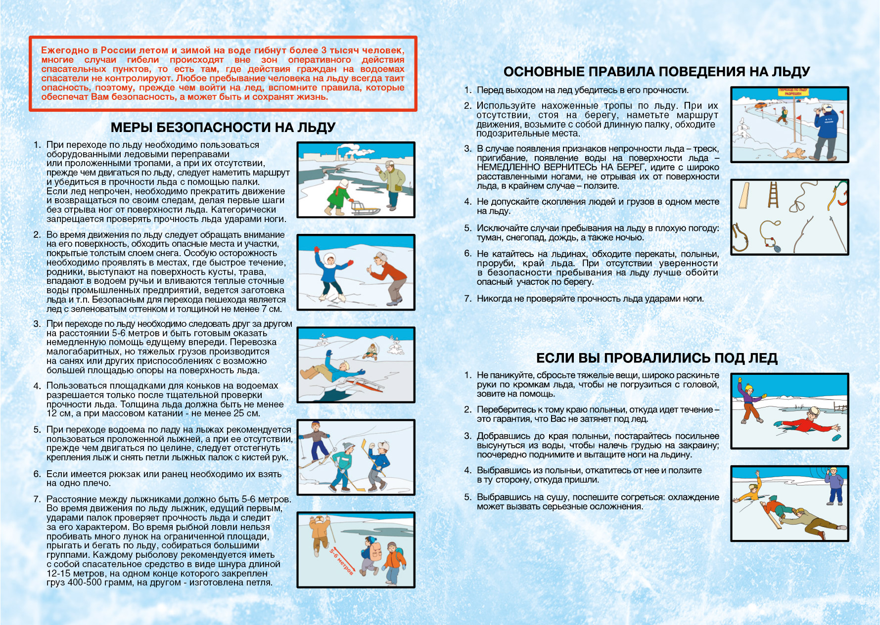 памятка Осторожно тонкий лед!