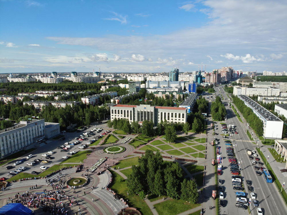 фотография города с квадрокоптера